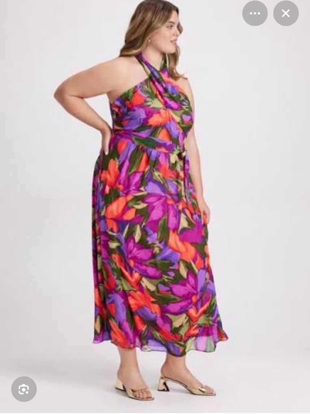 Laura tropical print halter dress